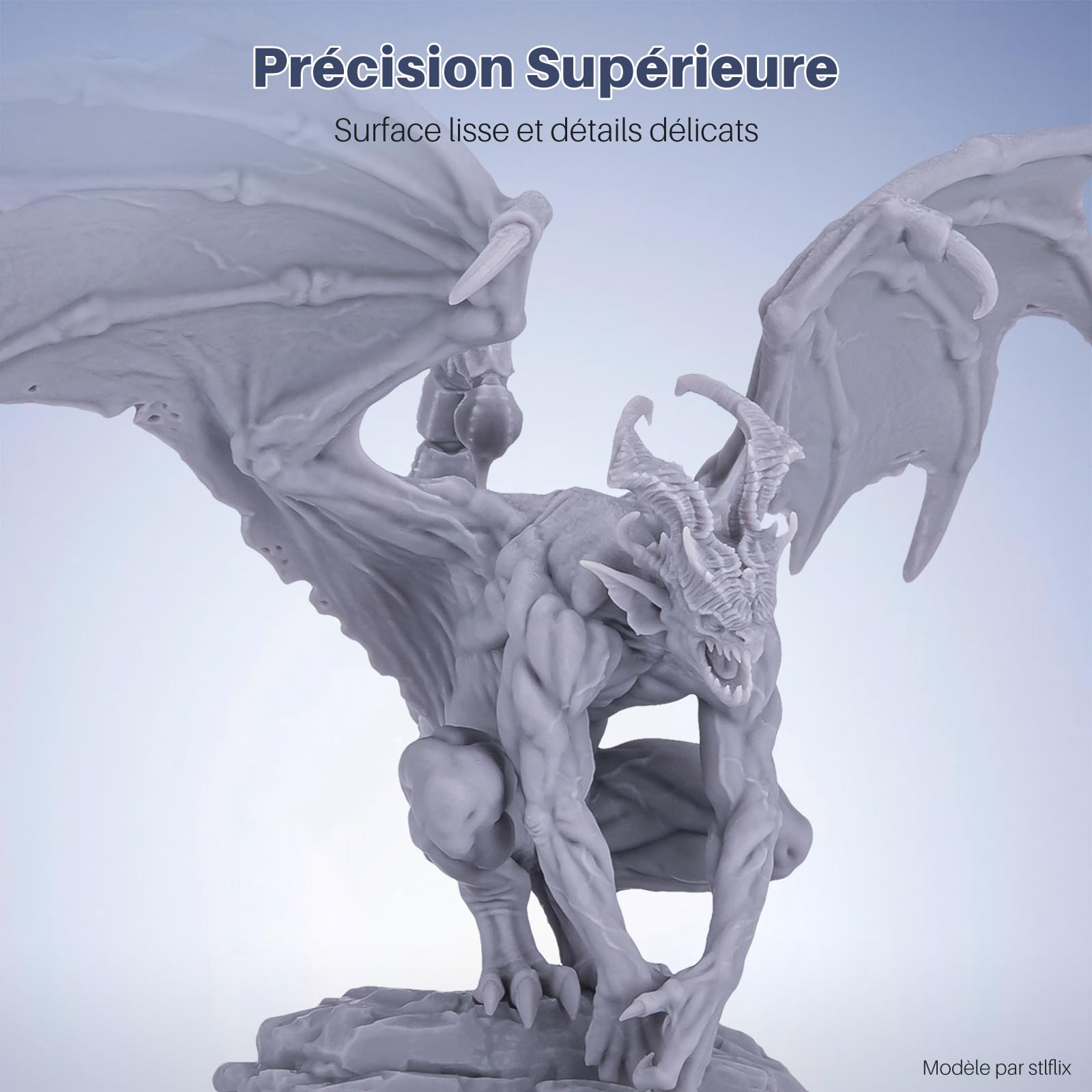 ELEGOO Résine Lavable à l'eau V2.0 pour Imprimante 3D LCD UV 405nm Résine Photopolymère, Gris Céramique 1000G