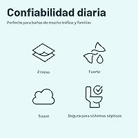 Vista 5 de Yaxa Basics Papel higiénico suave de 2 capas, 30 rollos (5 paquetes de 6), 350 hojas por rollo, seguro para sépticos, equivalente a 185 rollos