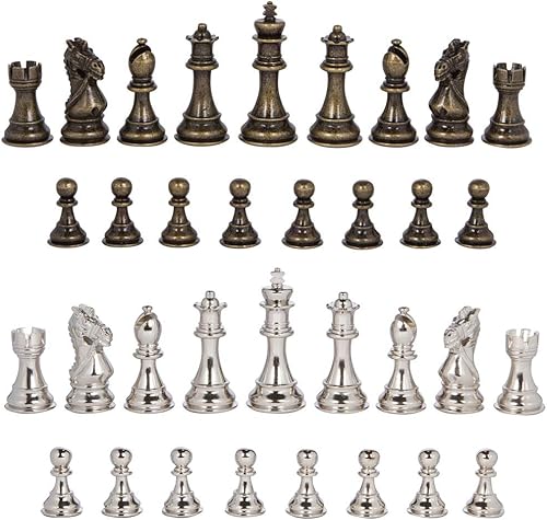 Miniatura 2 de Frankfort - Piezas de ajedrez de metal plateado y bronce con rey de 3.75 pulgadas y reinas adicionales, solo piezas, sin tablero