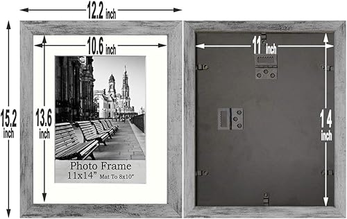 Miniatura 6 de meetart Marcos rústicos de madera MDF blanco envejecido, paquete de 3 piezas en marco de madera MDF de vidrio de plástico, para exhibir imágenes de