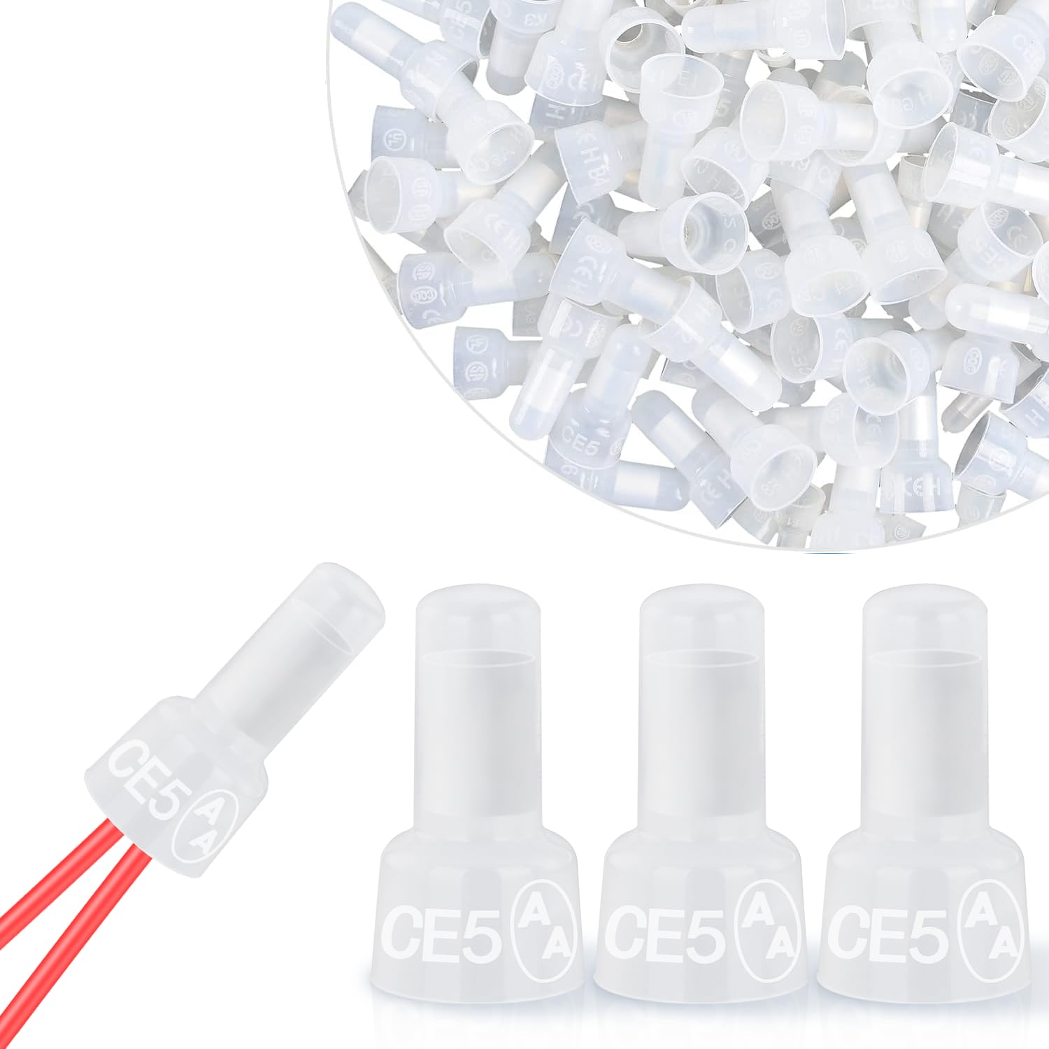 Nilight 300PCS CE5 Closed End Crimp Terminal 12-10 Gauge Nylon Insulated