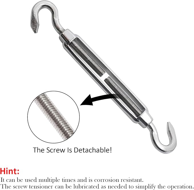 2pcs tensor M10 hook to hook acero inoxidable miniatura 4