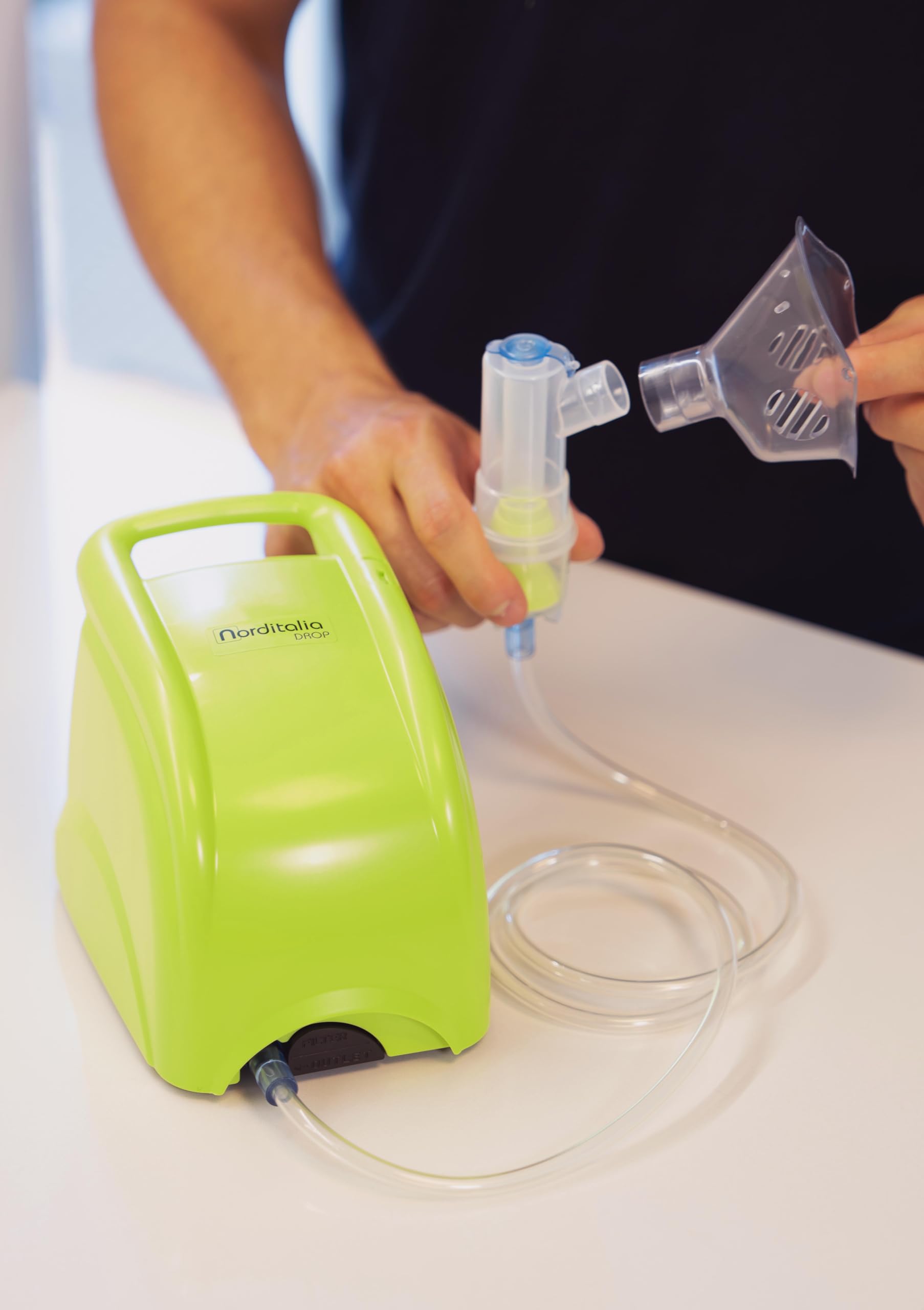 NORDITALIA Drop - Aerosol Portatile Compatto con Accessori Completi - Inalatore Nebulizzatore Silenzioso per Adulti e Bambini
