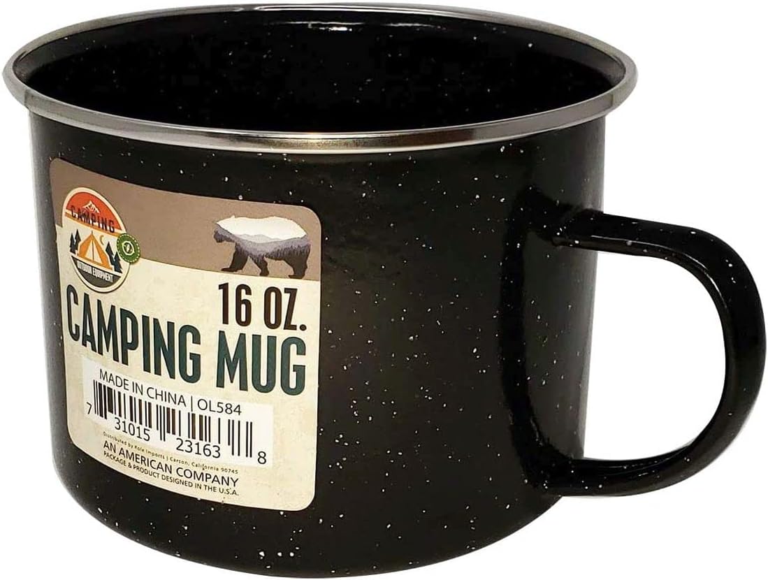 An American company Enamel Metal Outdoor Camping Coffee Mug Tin Cup (3 Pack) 16 oz.
