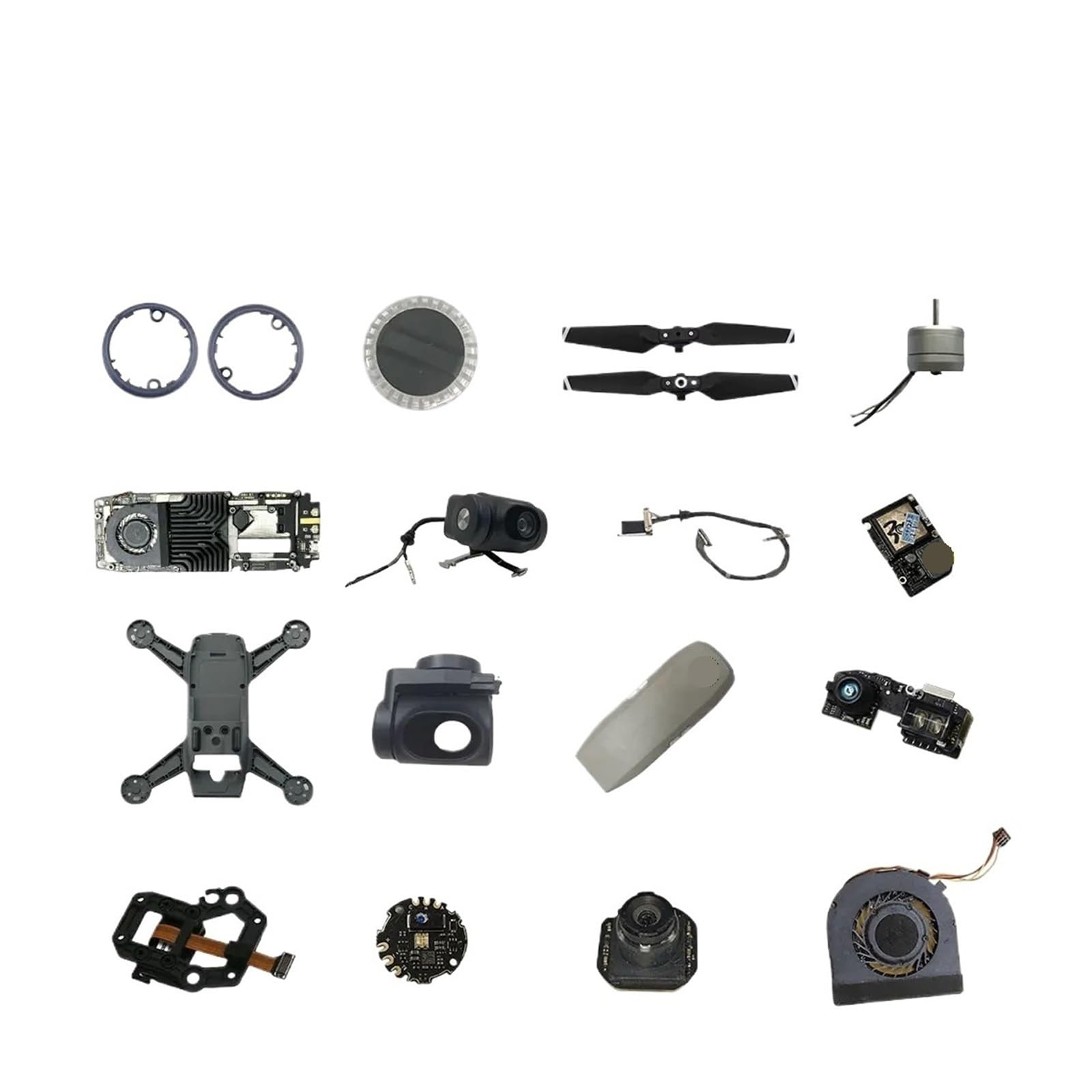 Kit di parti di riparazione essenziali compatibili con Spark Drone: guscio, giunto cardanico della fotocamera, eliche, scheda GPS/ESC(LED Cover)