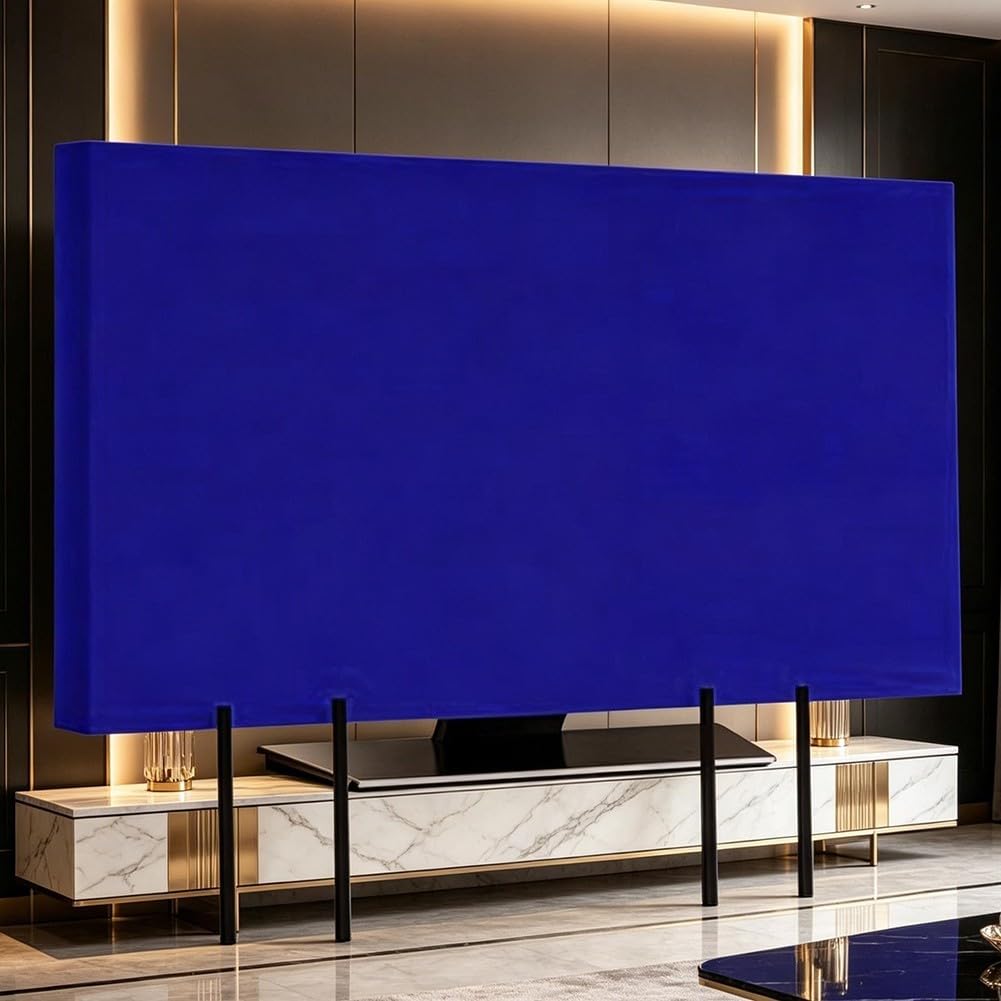 Copertura per televisore in feltro resistente ai graffi, con cinghie di sicurezza per schermi LED LCD al plasma per evitare danni alla polvere durante il trasferimento e lo stoccaggio, blu (190,5 cm)