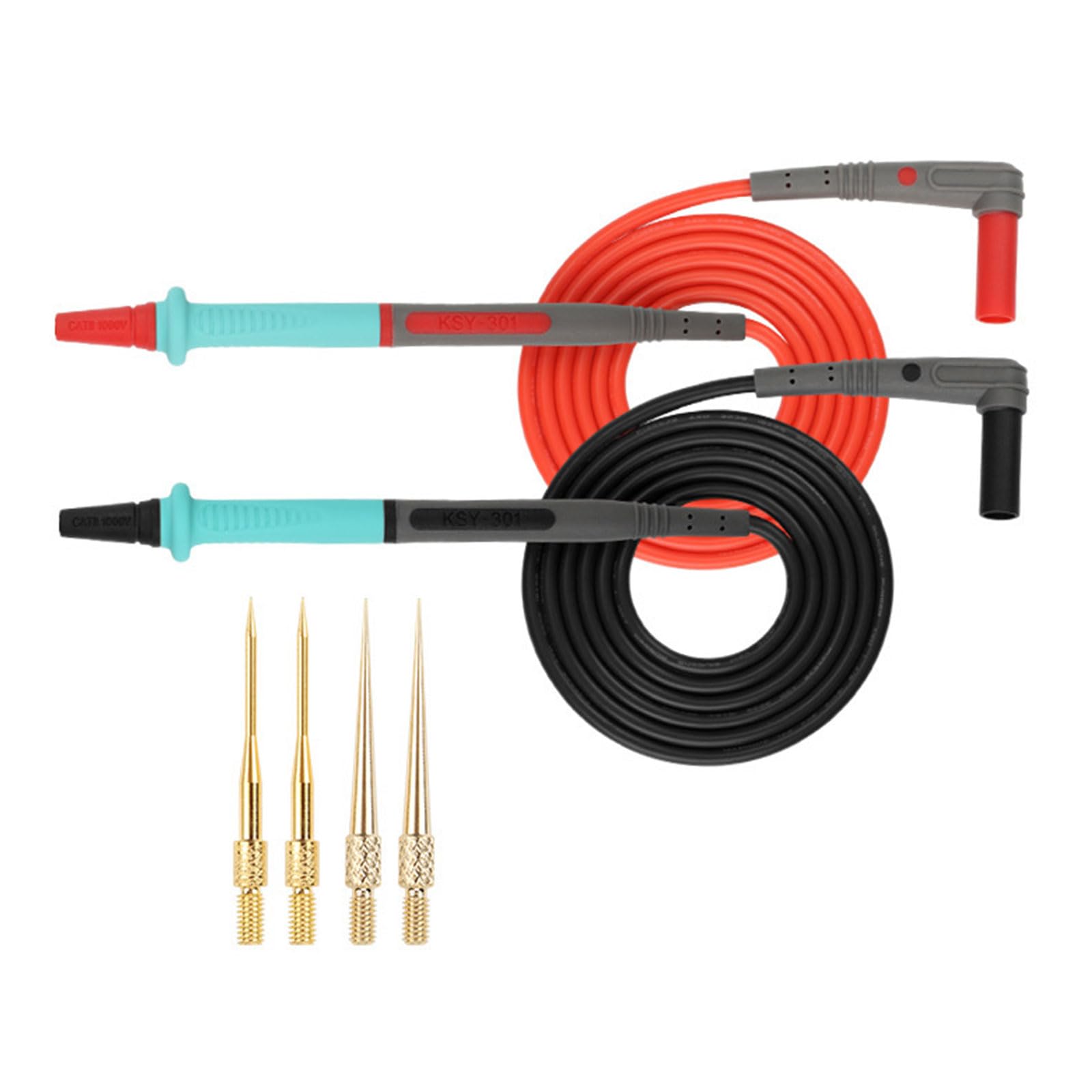 Buxuaaaa Multicolor Silicone Flame Retardant Multimeter Probes 4Replaceable Steel Needle Tip For Accurate Testing Electronics Repair Multimeter Leads