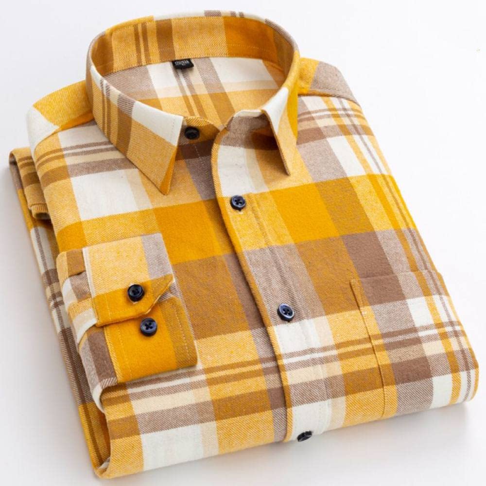 IIK Camicia in Cotone A Maniche Lunghe da Uomo,Camicia Casual da Uomo A Maniche Lunghe, Camicie in Flanella di Cotone Scozzese da Uomo, Manica Lunga, vestibilità Regolare, Camicie Abbottonate A Qu
