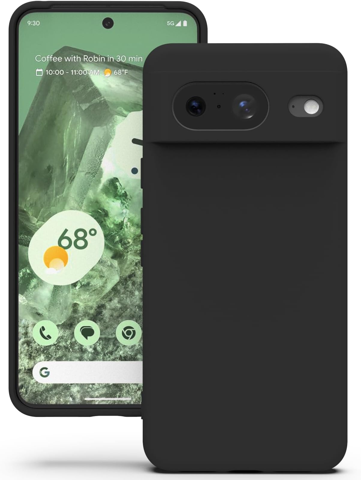 YATWIN Google Pixel 8 Case, Soft Silicone Case with Precise Cutouts for Camera, Ultra Thin Design, 360 Degree Protection Raised Edges - Black