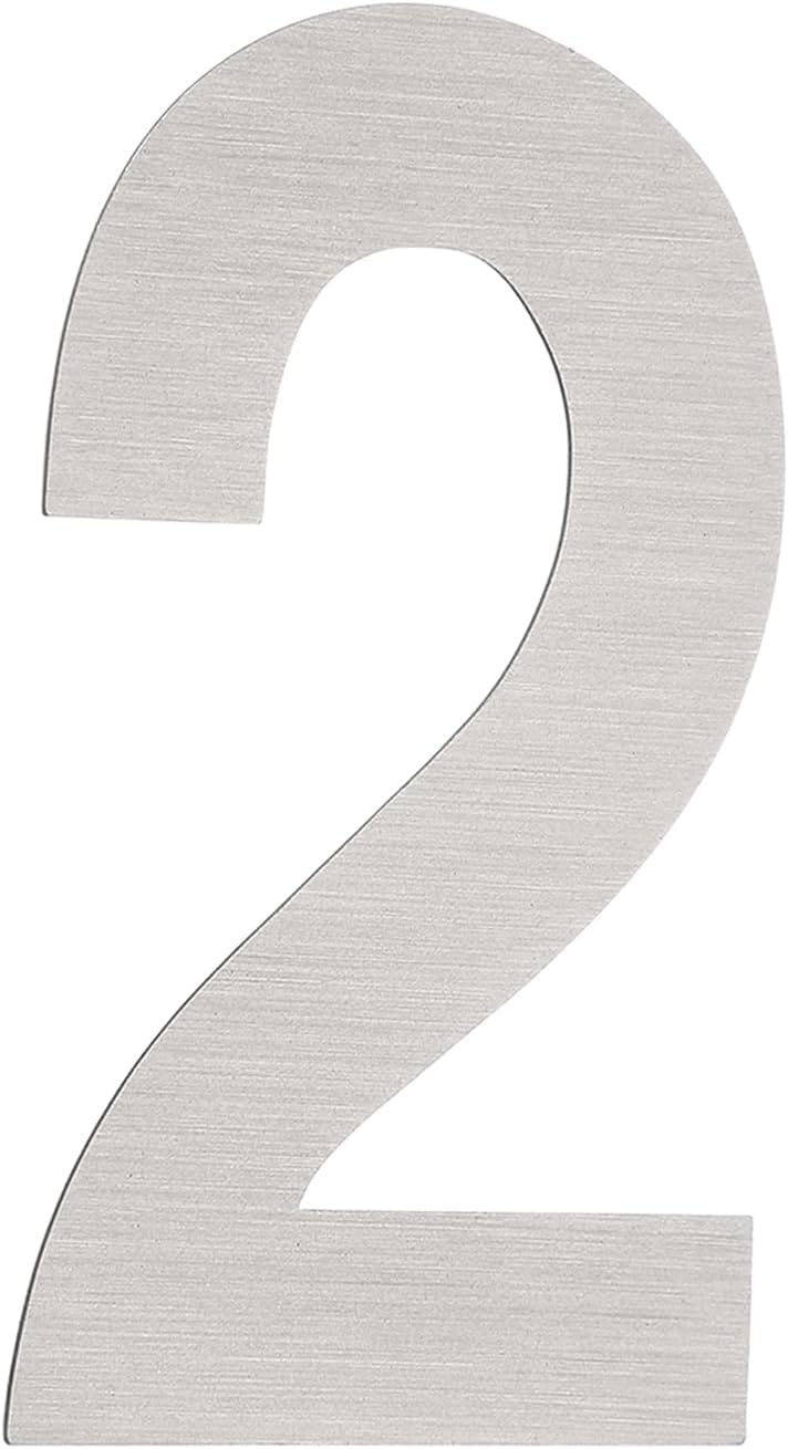 PATIKIL House Numbers for Outside, Number 2 Silver Stainless Steel Self Adhesive Modern Mailbox Address Door Numbers for Outdoor House Residential Mailboxes 1.97x1.14 Inch