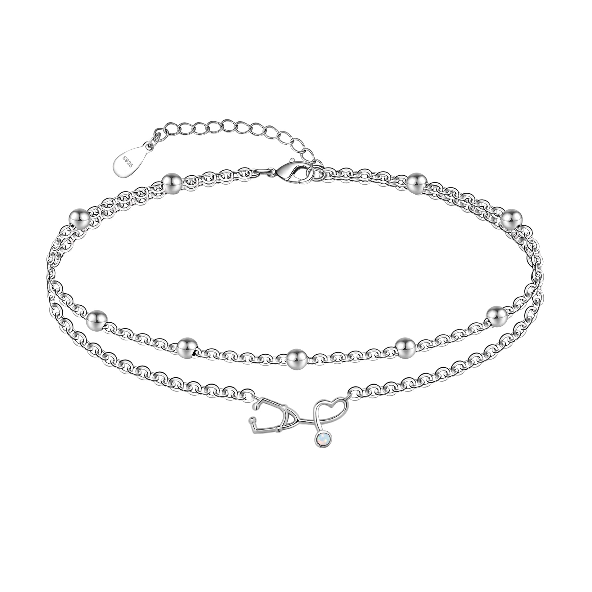 CHIC &amp; ARTSY 925 Sterling Silver Ankle Bracelets for Women, Adjustable Layered Foot Chains with Nature &amp; Symbol Charms, Lightweight Comfort Fit Boho Beach Everyday Jewelry
