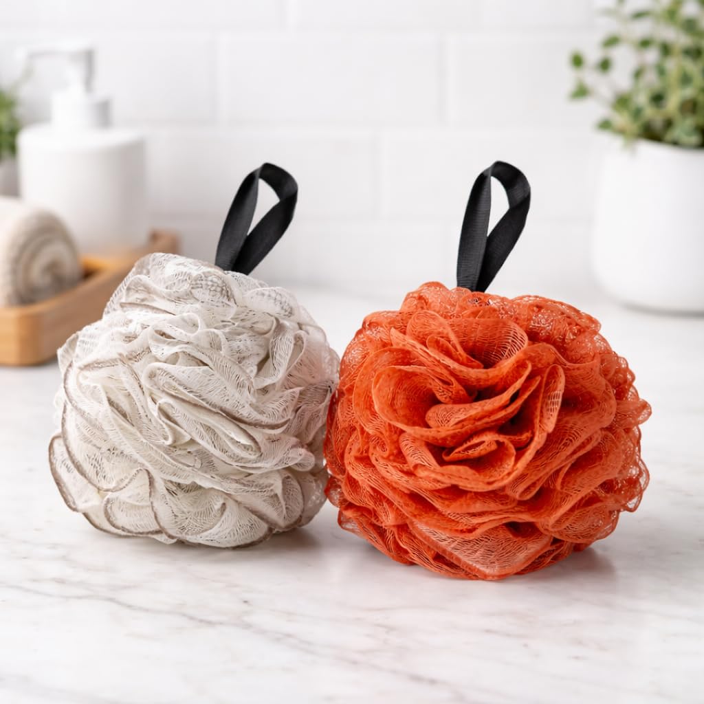 Pack of 2 Premium Bath Loofah (Multicolor) – Soft Mesh Shower Sponge Scrubber for Deep Cleansing, Rich Foam, Exfoliating Body Scrub for Men & Women-image-21