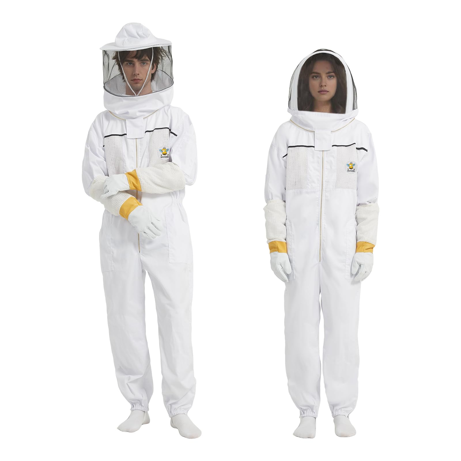 Tuta da apicoltura professionale ventilata per uomini e donne, tuta da apicoltura con guanto e due cappuccio ventilato