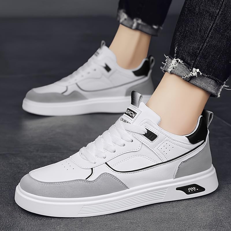 Men's Skateboarding Shoes Casual Lace-up Sneakers - Solid Color Low Top PU Trainers, All-Season Round Toe Footwear with Fabric Inner, PVC Sole, Cloth Insole for Everyday Wear2