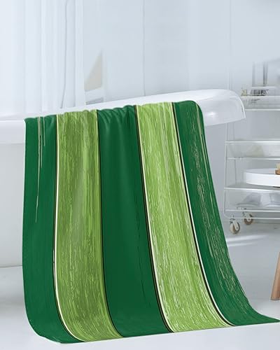 Miniatura 3 de Juego de toallas de baño de 3 piezas, color verde azulado degradado, toalla suave y absorbente de madera turquesa a rayas para baño, hotel (1 toalla