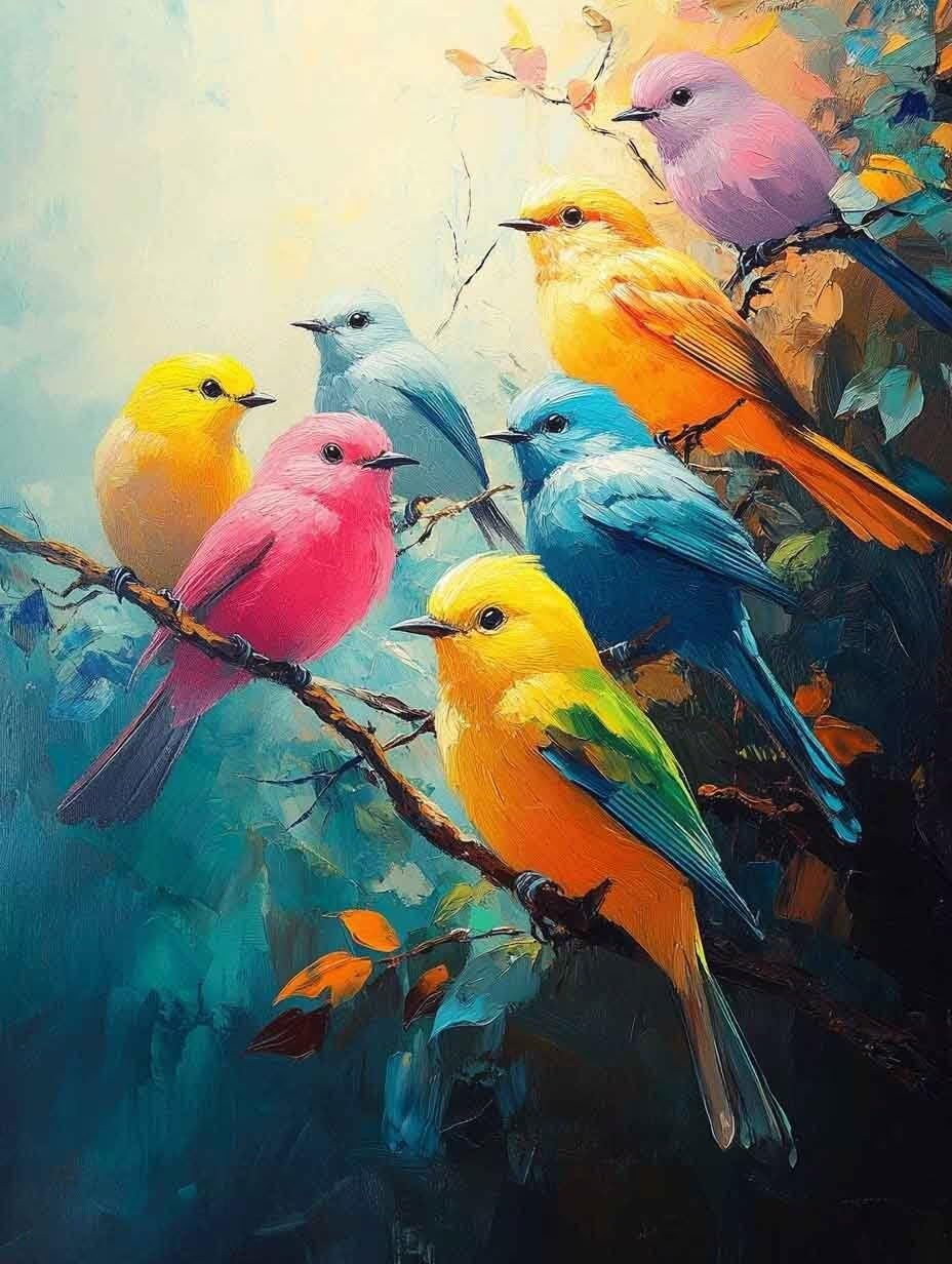 Peinture diamant complet oiseau grand format avec strass brillants haute définition