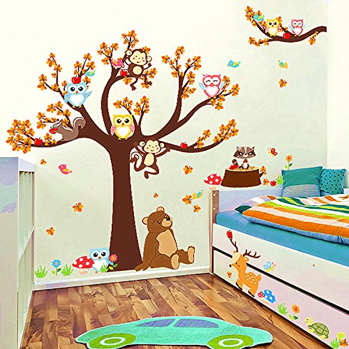 Civetta uccelli Scimmia Tree Sticker da muro