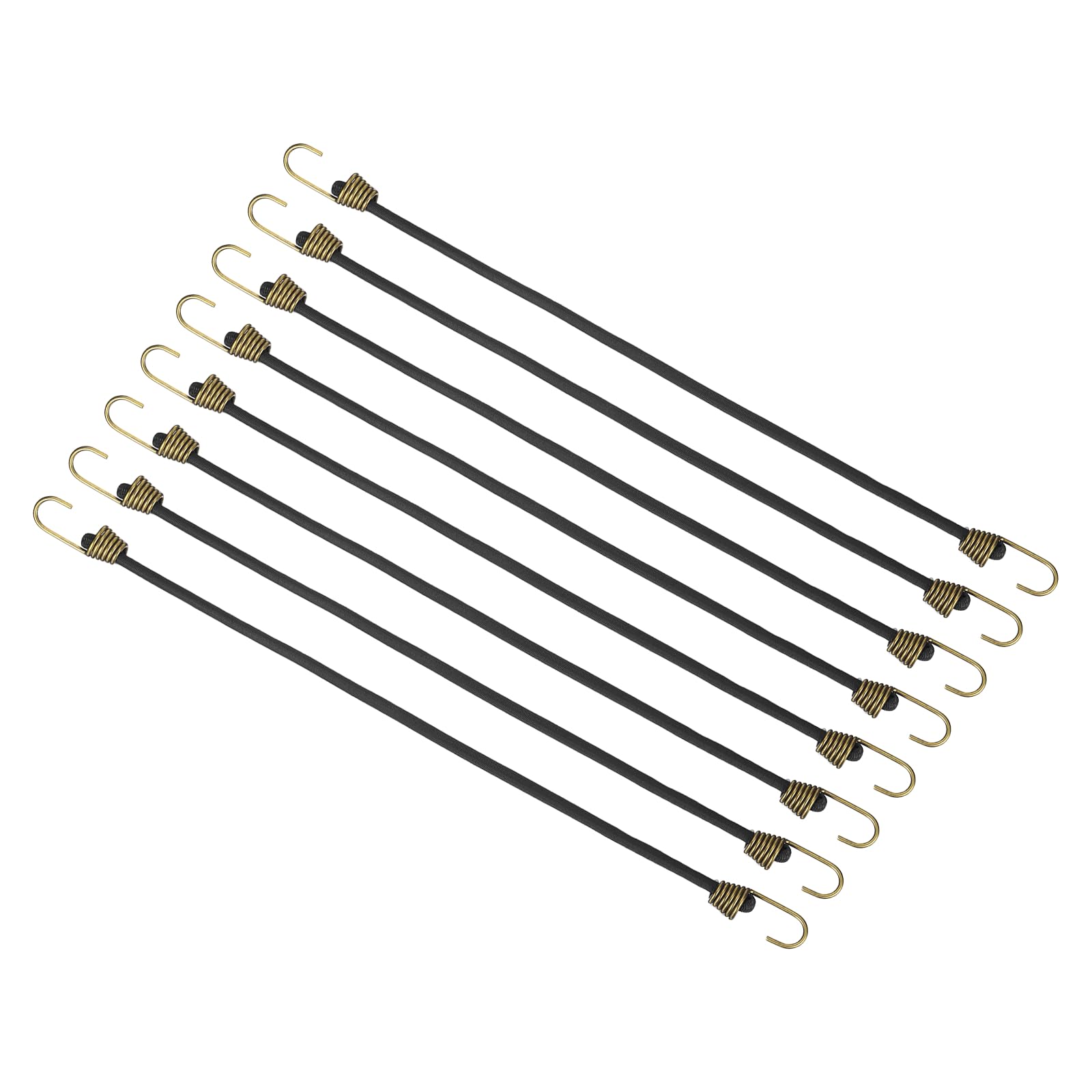 PATIKIL Bungee Cords with Hooks, 25cm, Black, 8 Pcs