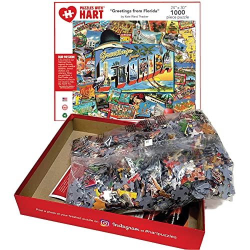 Hart Puzzles Greetings From Florida Jigsaw 1000 Pieces 24" X 30" X-Large #TOP2