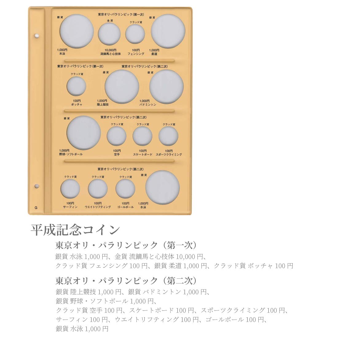 Tage B5 C-38S1G Coin Holder, Heisei Coin Album, Spare Mount