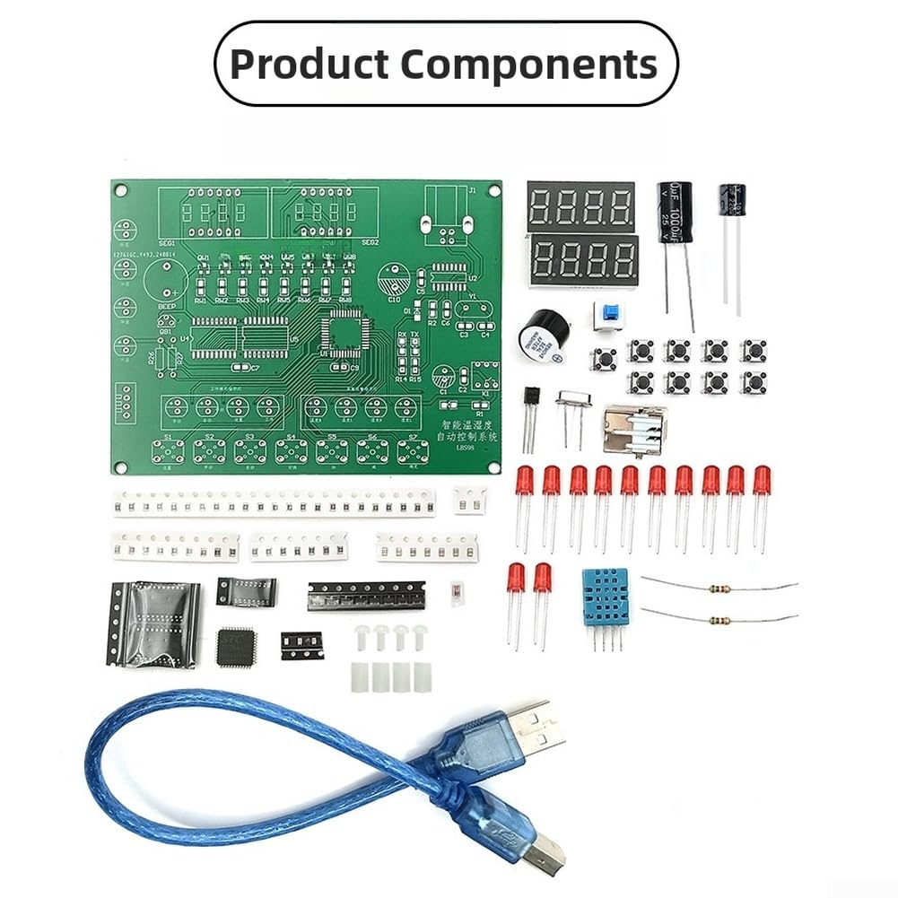 Sistema inteligente de control de humedad y temperatura, kit de bricolaje con componentes de placa PCB para educación de experimentos de laboratorio de ciencias STEM, 8,3 x 11,1 cm