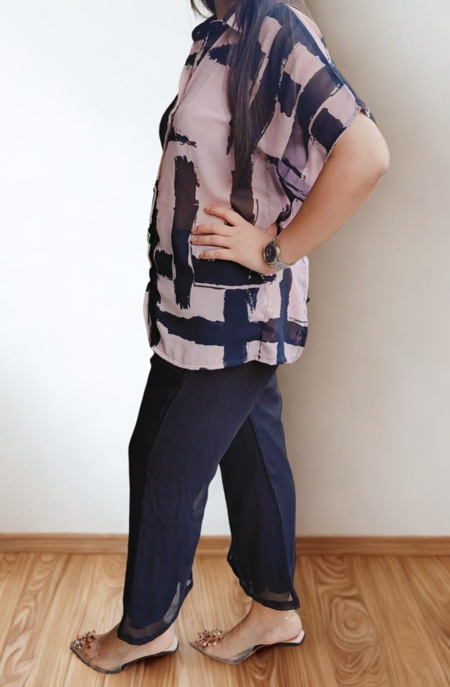 MUMMER Women's Pink Kaftan Pattern Corset Set with Shirt and Pant | Stylish & Comfortable Outfit for Casual and Semi-Formal Wear_XL - Image 4 thumbnail