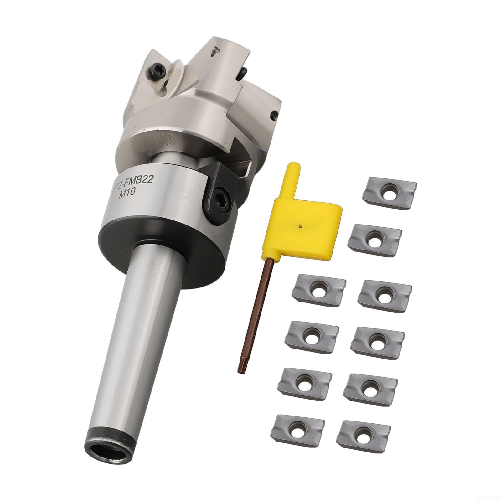 Eawfgtuw Planfräser-Set – 400R 50 mm Planschneidemaschine MT2 für M10 Halterung, 10 Stück AMPT1604 Einsatz und Schraubenschlüssel zum Schneiden von Blechen