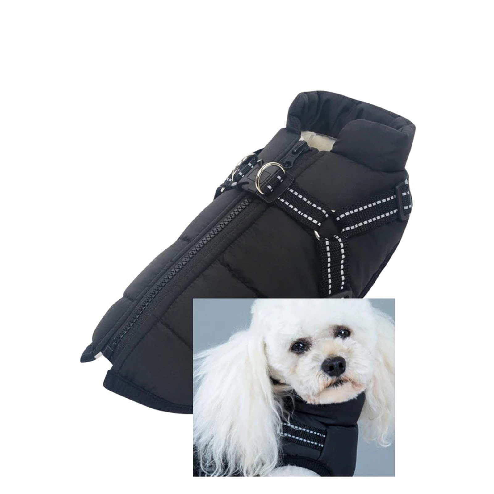 Veste hiver pour chien avec manche ajustable et manteau personnalisé noir pour animaux L