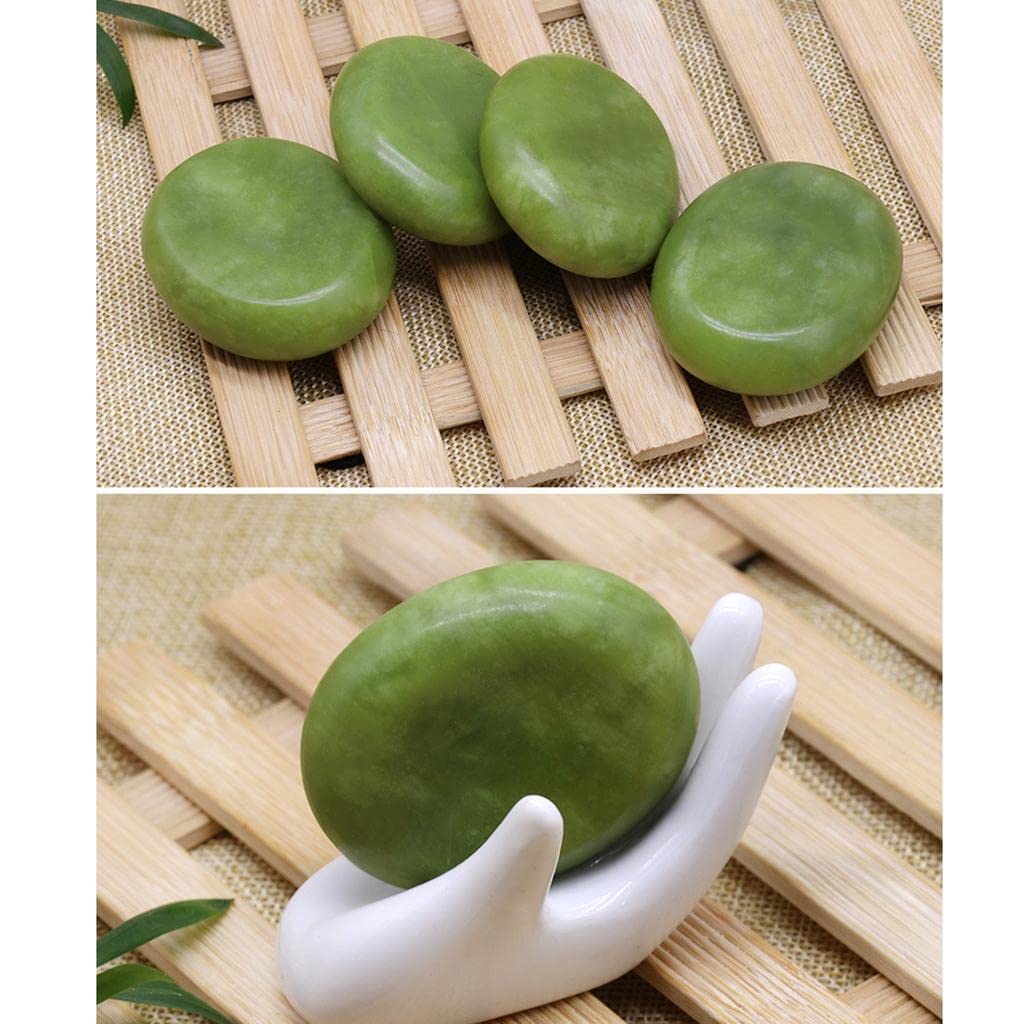 Jojomis 6 piezas de piedra de masaje caliente de jade para el cuerpo facial, piedra caliente, masaje de spa, 6 x 8 cm