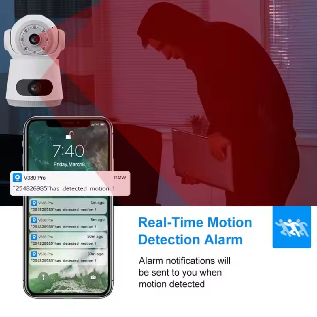 OneXsale Indoor, Dual Lens WiFi Cameras for Home Shop Security, Night Mode, Pet Camera with Phone App, 3MP Indoor Security Camera, Motion Detection, 2-Way Audio 2
