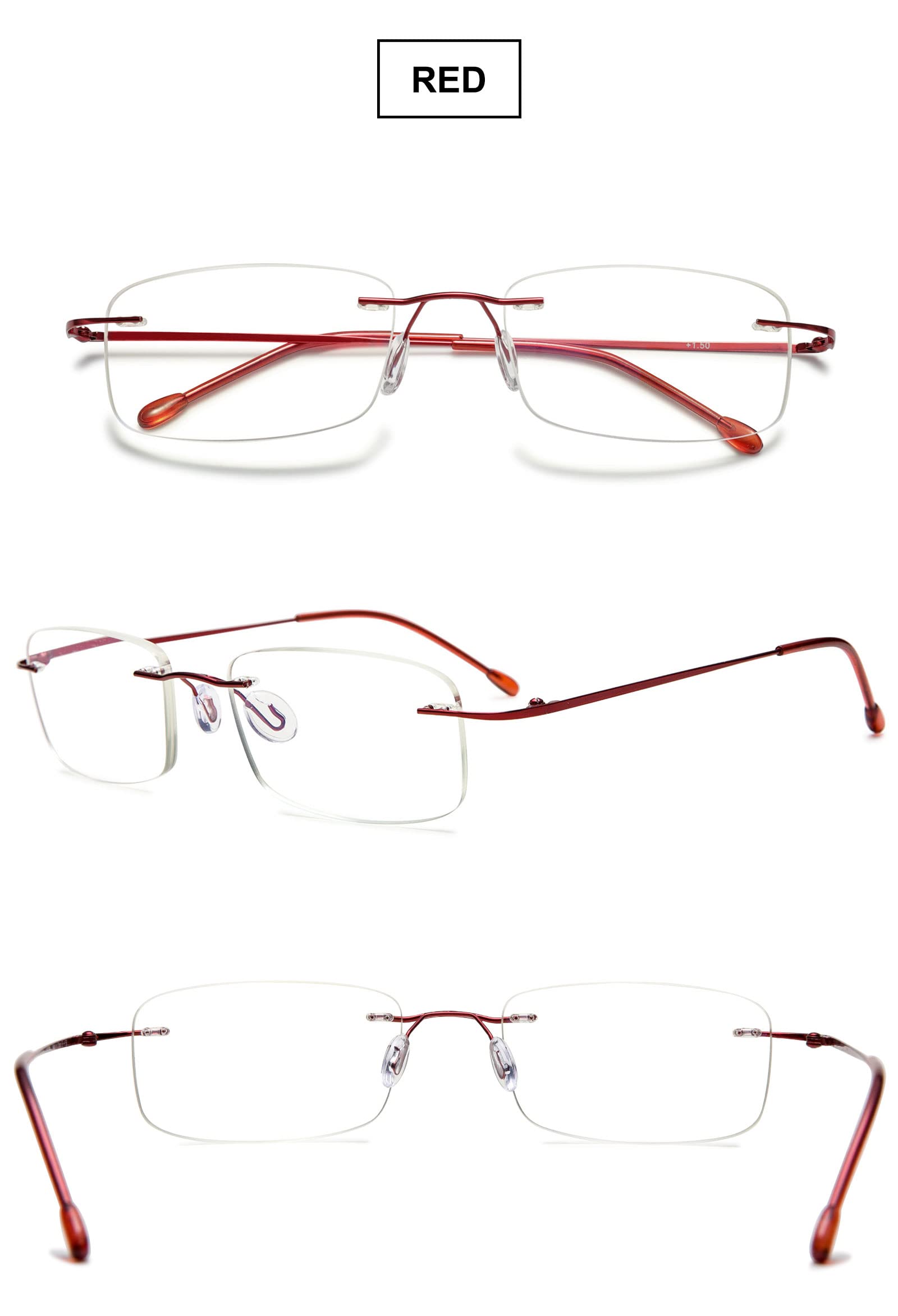 VEVESMUNDO Lesebrille Randlos Blaulichtfilter Titan Leicht Flexibel Modern Rahmenlos Lesehilfe Sehhilfe (1 Stück Grau, 0.0)