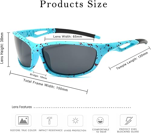 Miniatura 3 de Long Keeper Gafas de sol deportivas polarizadas para mujeres y hombres, para correr, conducir, pesca, envolventes, senderismo, gafas de sol