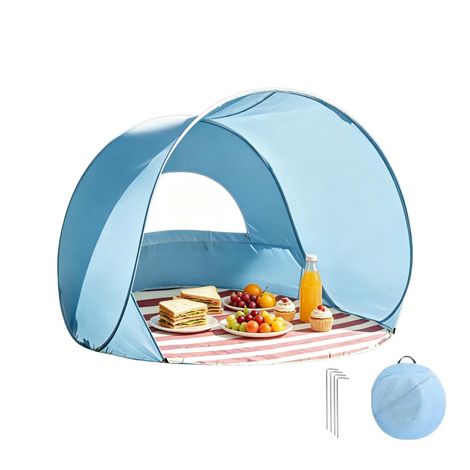 Tenda Da Spiaggia | Tenda Da Spiaggia Pop-up Con Protezione UV | Tende Parasole Portatile Pop-up Con Finestra Di Ventilazione E Custodia | Tende Parasole Da Esterno Ad Apertura Rapida (Blu)