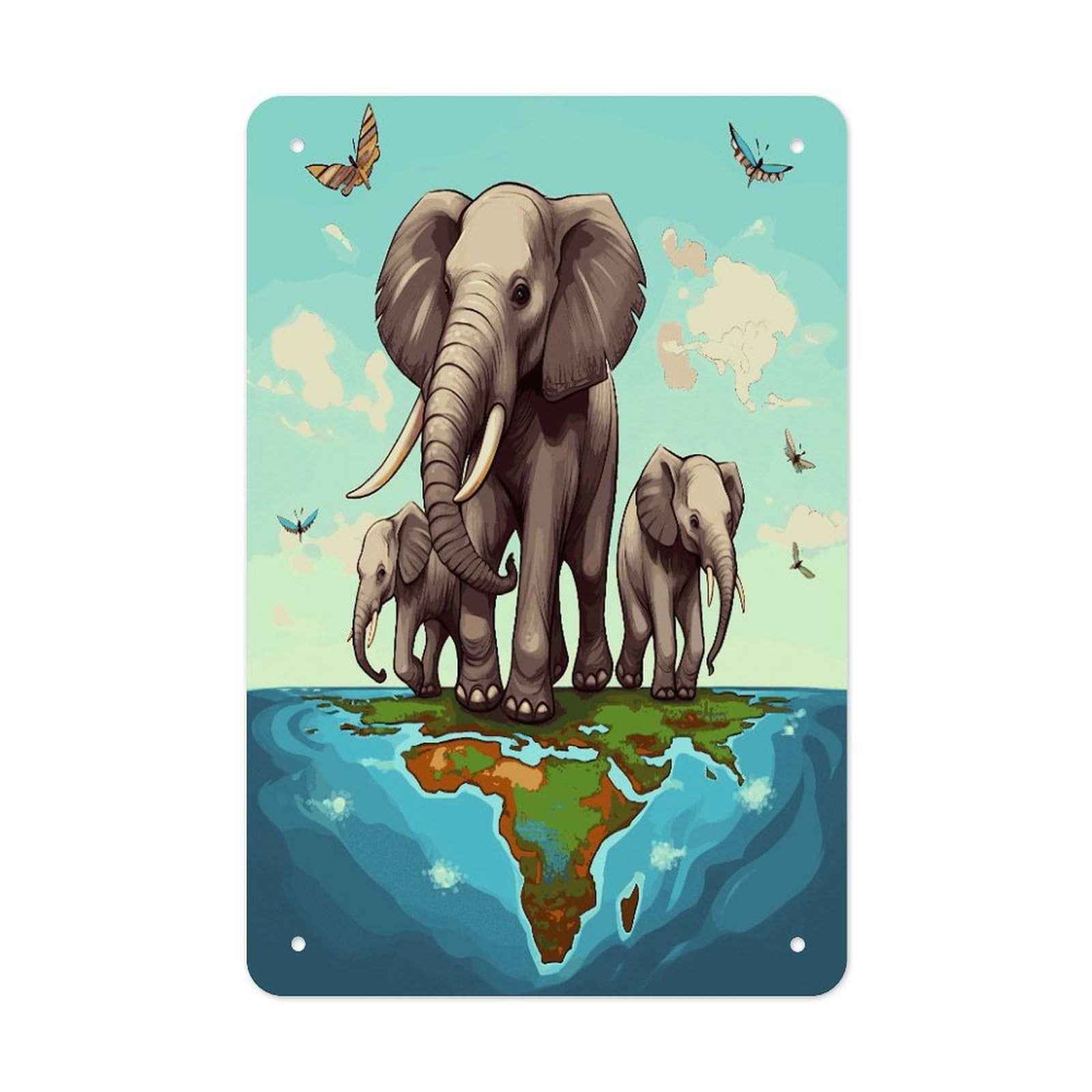 Elephants Metal Tin Sign Wall Decor Funny Retro Sign Weatherproof Metal Wall Art for Indoor Or Outdoor Retro Tin Signs for Kitchen Office Home Bar Decor 11.8 X 7.9 Inch