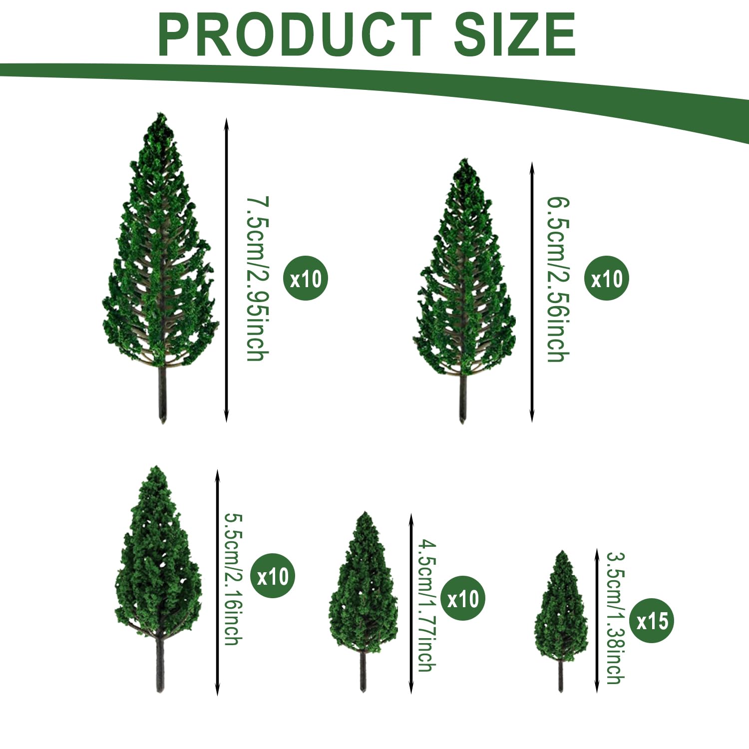 55 Mini Arbres Modèles Pour Paysage – Plastique, Tailles Variées (3,5-7,5cm) – Idéal Pour Dioramas, Trains, Architectures
