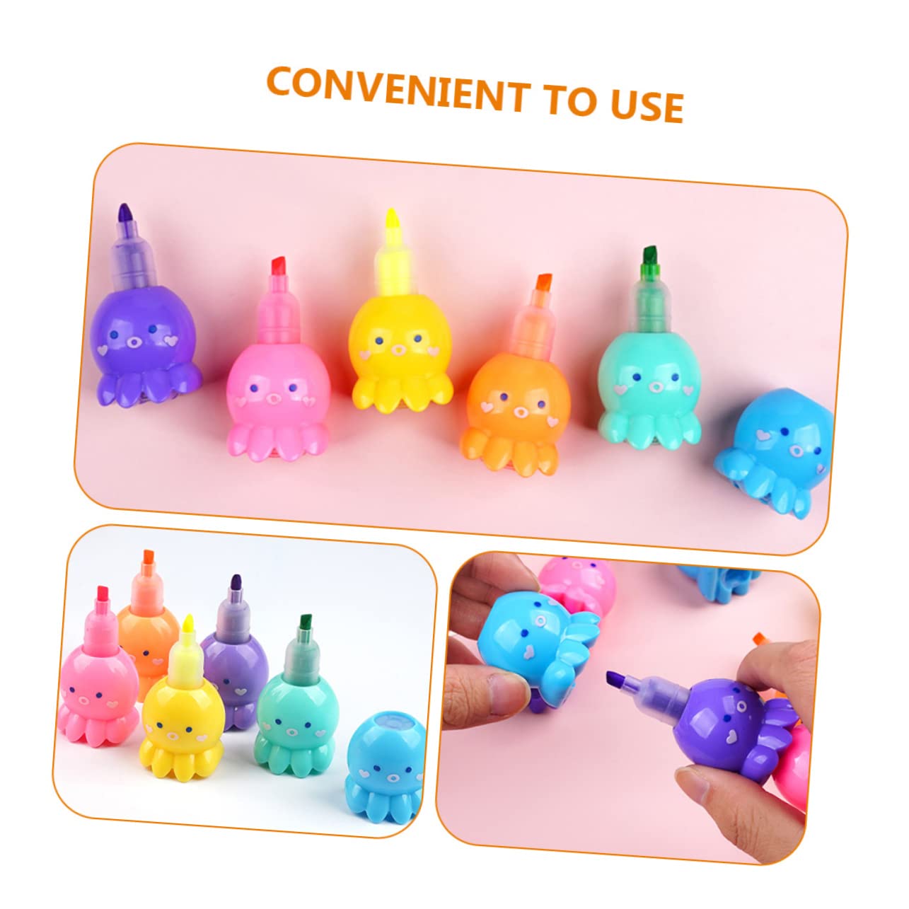 LALAFINA Kit di 18 Evidenziatori a Polpo Colorati, Punta Versatile e Leggero, in Plastica, per Scuola e Appunti