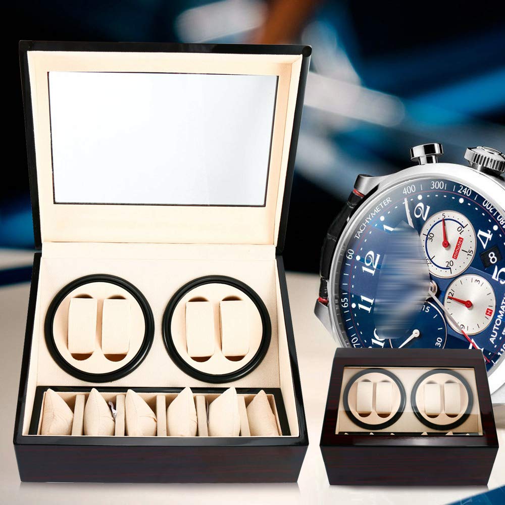 Automatische Uhrenbeweger Box, 4+6 Automatikuhren Uhren Watch Winder Box für Automatikuhren, Armbanduhr, Schlafzimmer, im Wohnzimmer, Büro, Arbeitszimmer