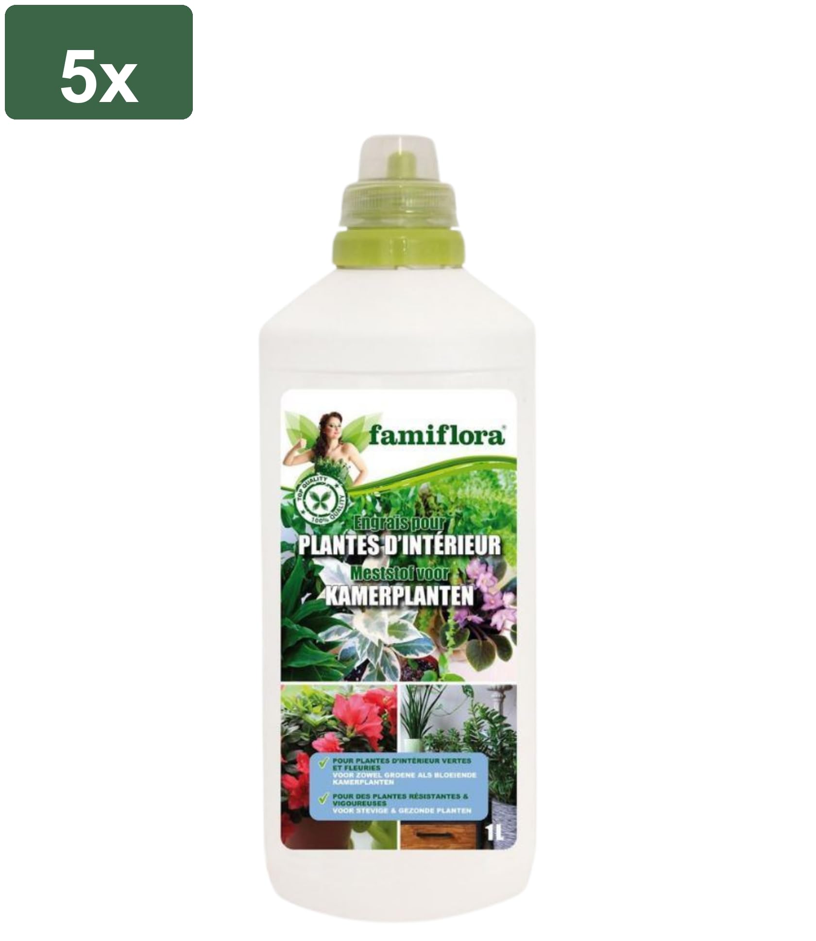 Engrais pour plantes d'intérieur 5L (5 x 1L) - Convient aux plantes vertes et à fleurs pour une jungle urbaine luxuriante - La floraison abondante garantit que vos plantes sont toujours sous