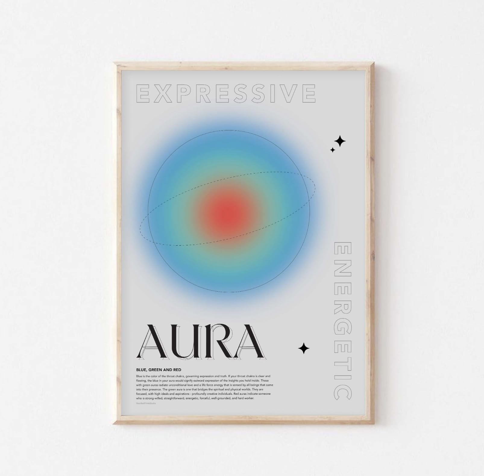 Aura Poster | Modern, Minimalist Design | Poster A3 for Room Decor | 300 gsm (13 × 19) Colorful Gradient Aura Unframed (Orange)