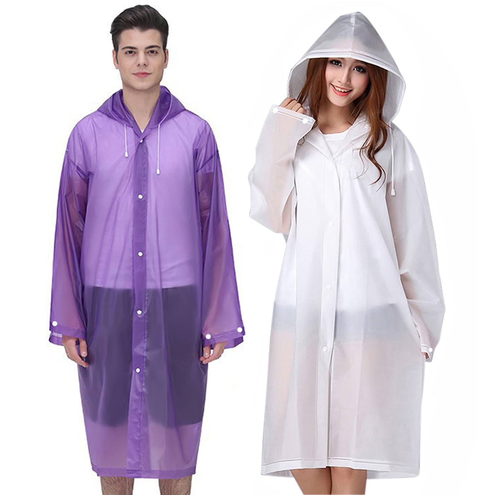 Rain Ponchos Raincoats for Adults Women Men, Reusable 2 Pack Rain Jacket Coats with Hood for Family Disney Camping Hiking