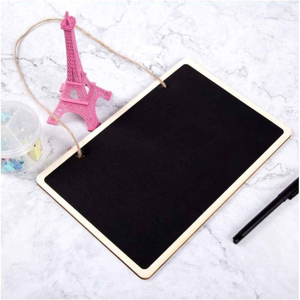 Reusable Mini Chalkboard with Hanging String, Wall Hanging Wooden Frame Rectangle Message Board, Decorative Vintage Style Creative Small Blackboard (12" × 8") : Office Products