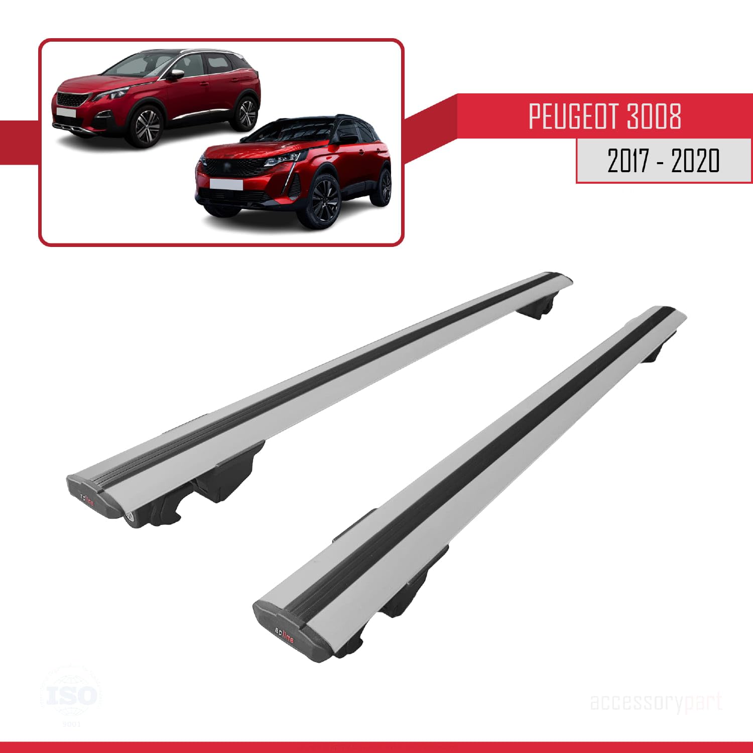 Apline Barras De Techo Para Peugeot 3008 II (2017-2020): Aluminio, 75kg, Anti Robo – Ace-2 Portaequipajes