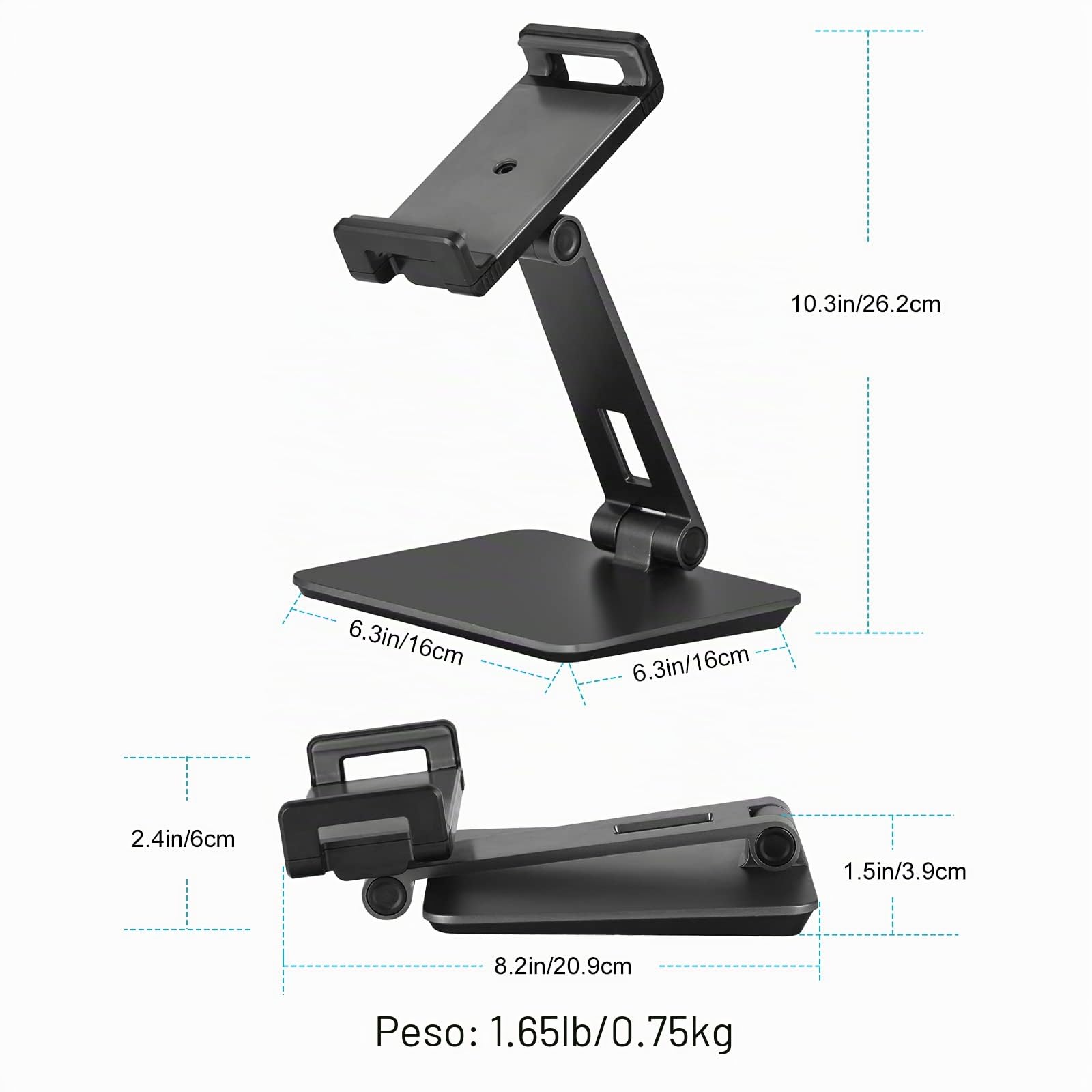 Soporte Tablet Ajustable y Plegable, Soporte Tablet Mesa Aluminio Pesado Giratorio de 360°, Compatible con iPad Pro/Air/Mini, Samsung Tab, Surface Pro, Kindle Fire (7-13") (Gris Oscuro)