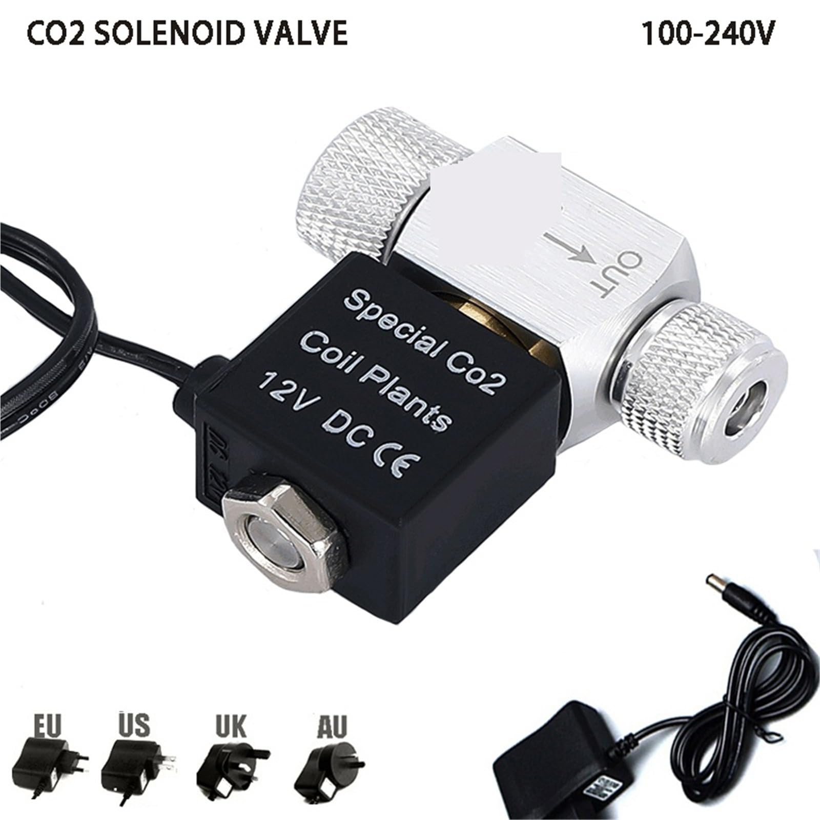 Acquario CO2 elettrovalvola, lega di alluminio impermeabile, singola e doppia testa accessori serbatoio di pesce (W00-05B, spina AU)