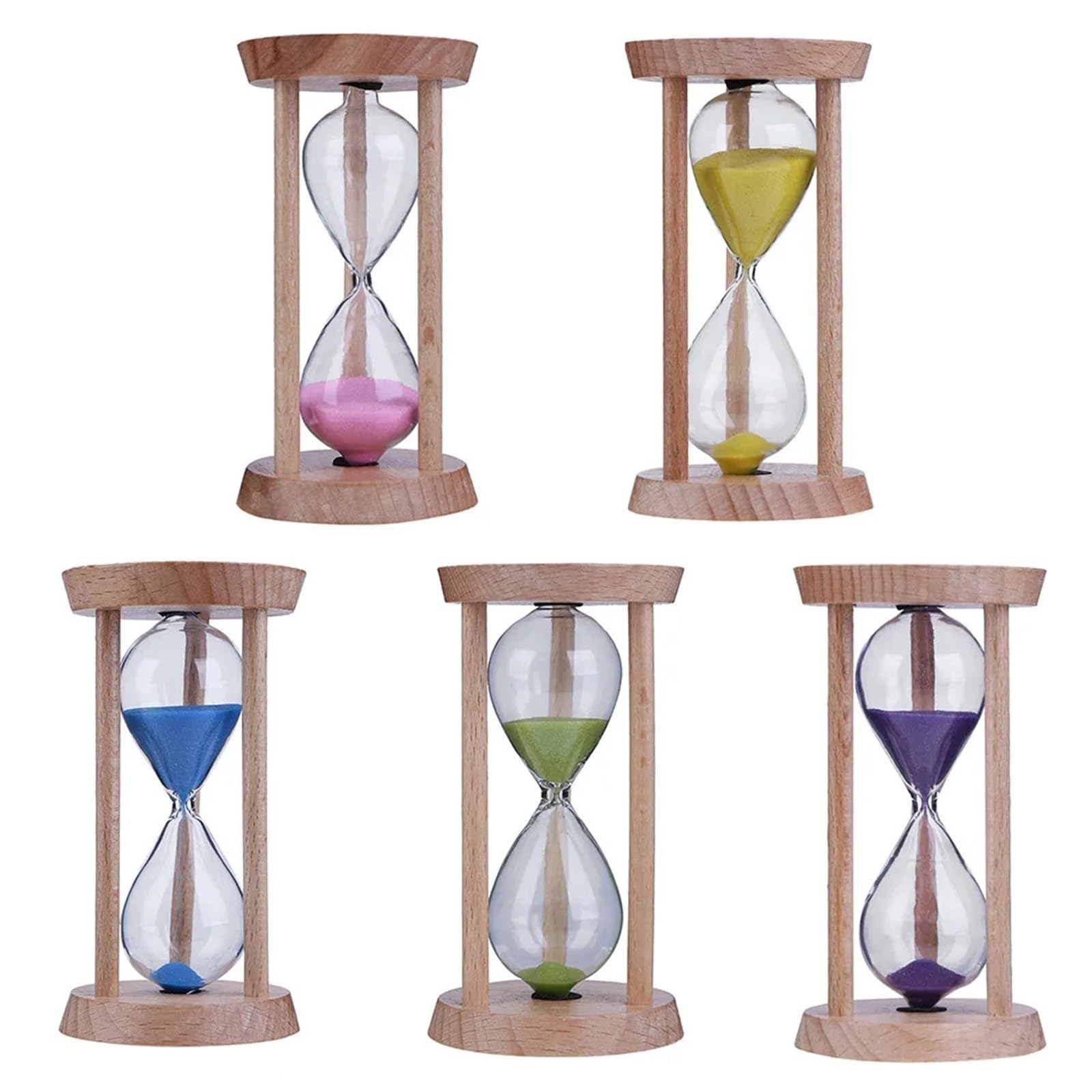 Clessidra 2 Pezzi di Orologio con Sabbia in Legno da 3,0 Minuti, Clessidra, Clessidra, Timer for spazzolino da Denti, Decorazione for la casa(Yellow)