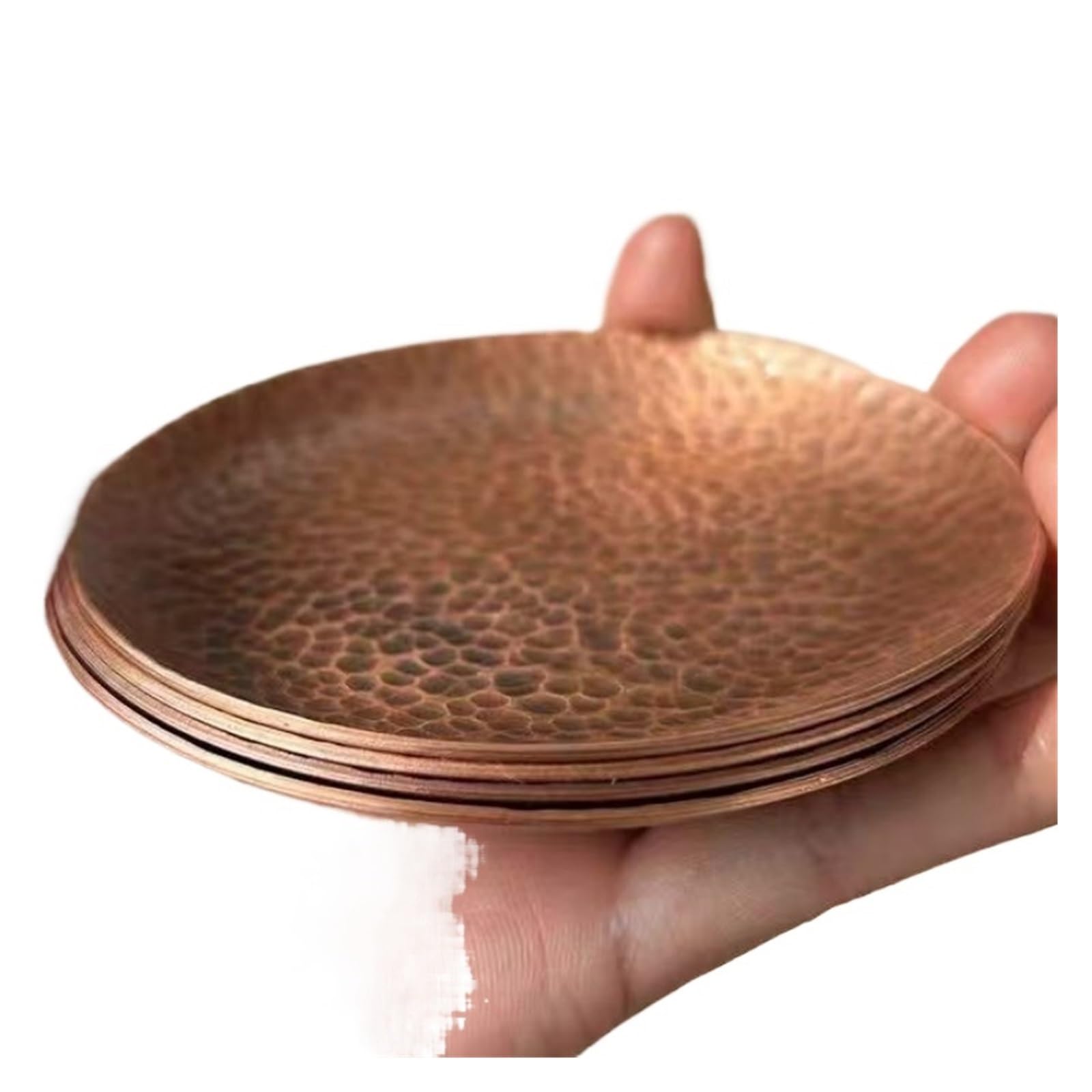 Hammered Tray Mini Vintage Red Copper Coffee Cup Tray,Engraving Hammer Texture Home Breakfast Cheese Tableware,Snack Disc Table Decoration for CoffeeJewellery