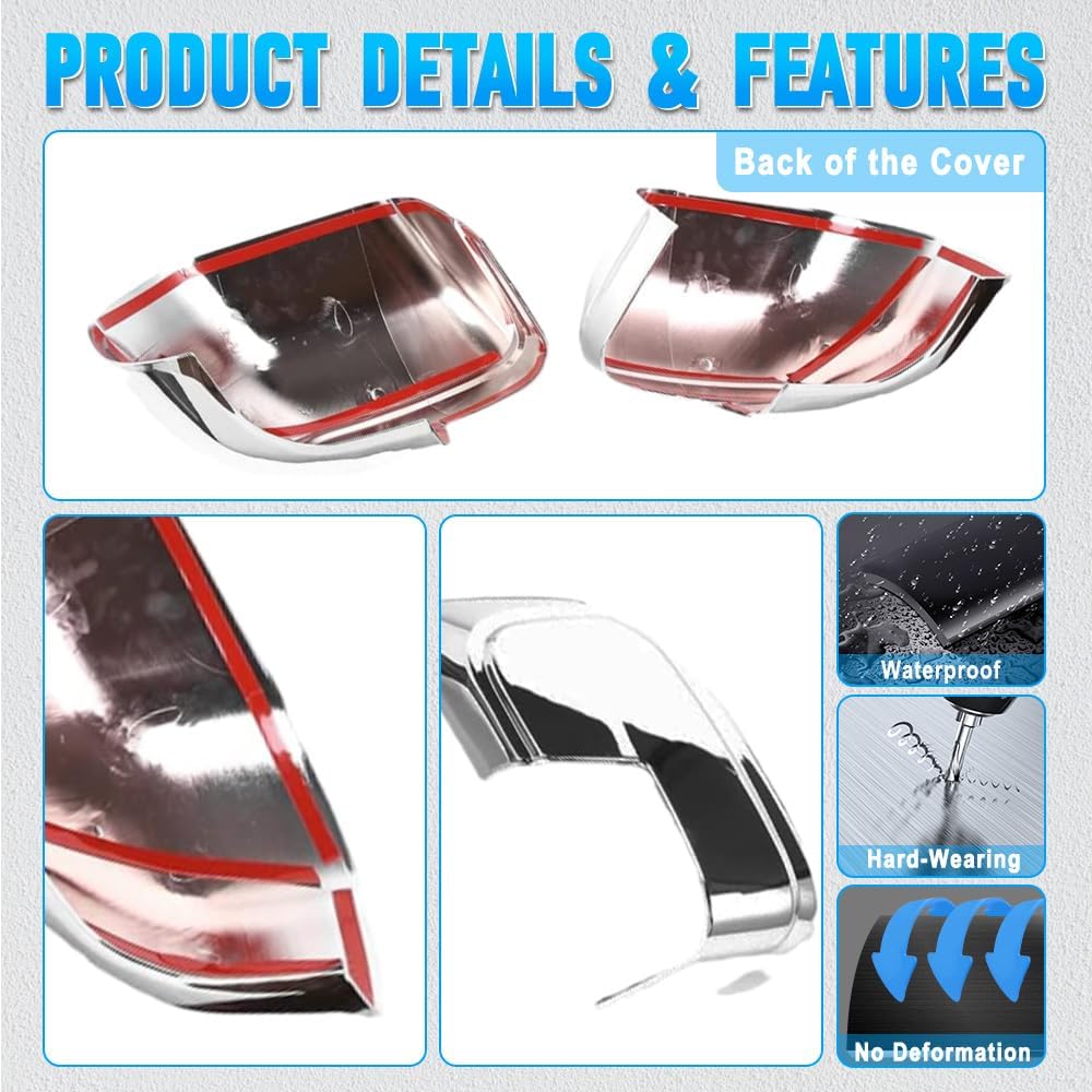Side Rearview Mirror Guard Cover Trim, Car Rearview Side Mirror Caps, Rearview Covers Replacement, Compatible with Ford Maverick 2022-2025, 2 pcs (Chrome Silvery)