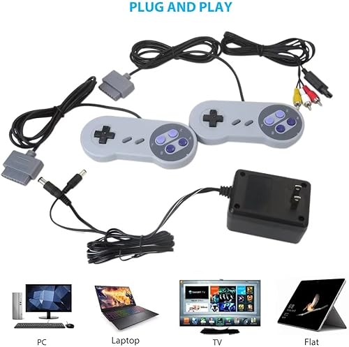 Miniatura 3 de Paquete de 2 joystick de mando retro para Super Nintendo SNES, control súper clásico, Joypad Gamestick para NESSuper NES, gris