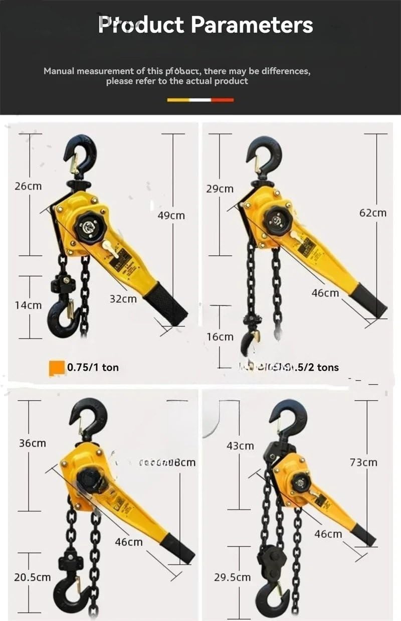 Heber-Kran Manueller Manganstahl-Hakendraht, manueller Zughebewerkzeughebel, kleine Handkette, Zughebekran, 3 m, 0,75/1 t(0.75T 3m chain)