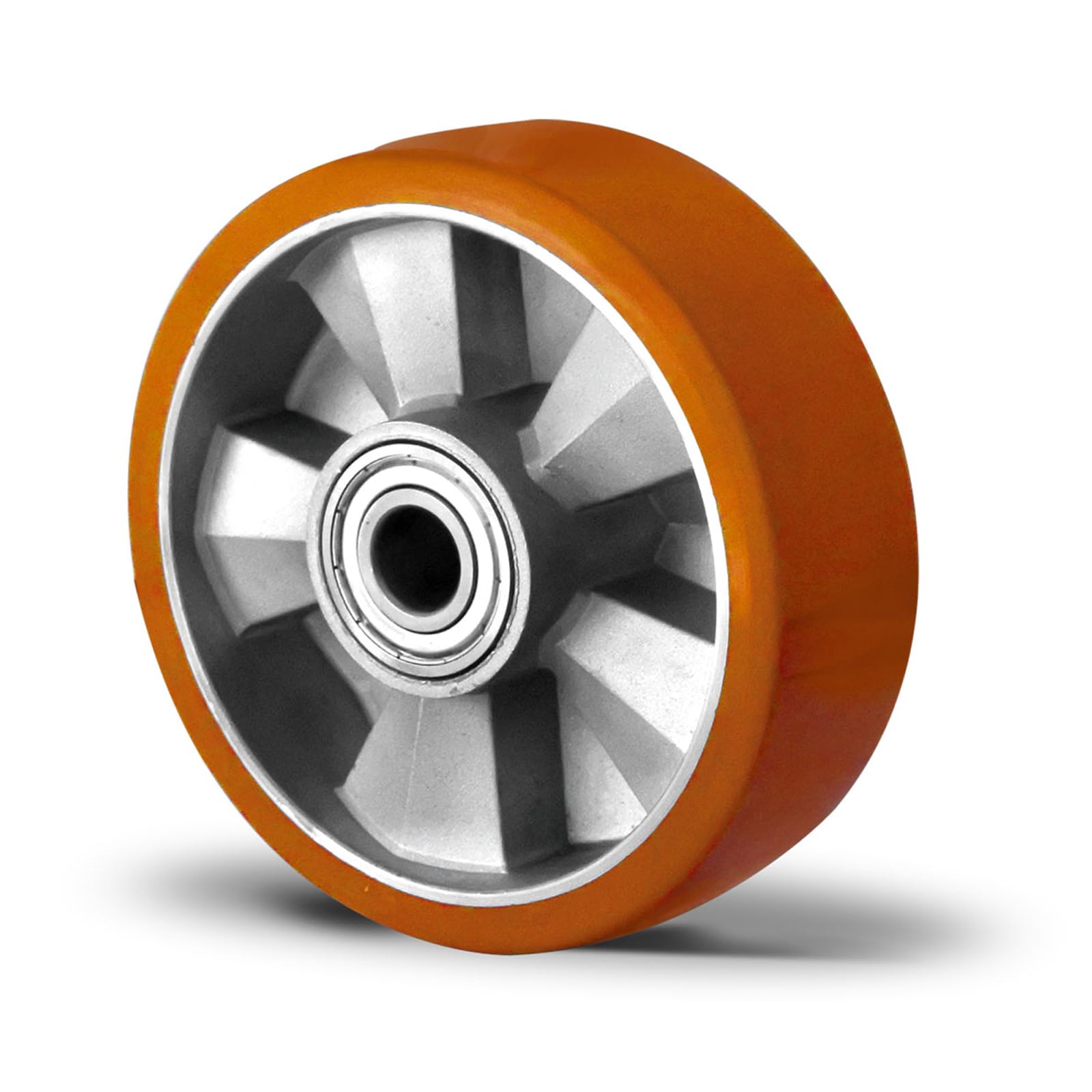 Lot de 2 roues encastrables pour charges lourdes Ø 125 mm avec jante en aluminium et surface de roulement en polyuréthane – Charge maximale 400 kg par roue – Double roulement à billes – Qualité